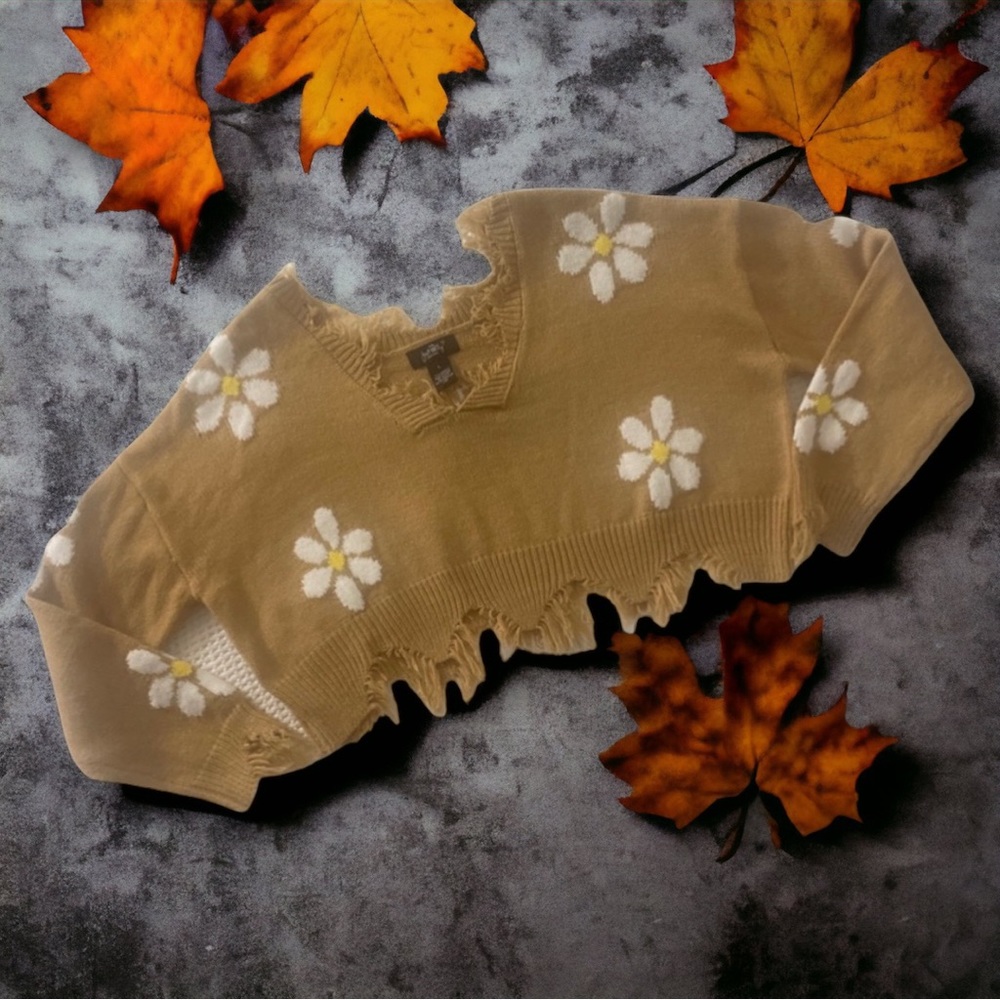 Just Polly sweater with daisies